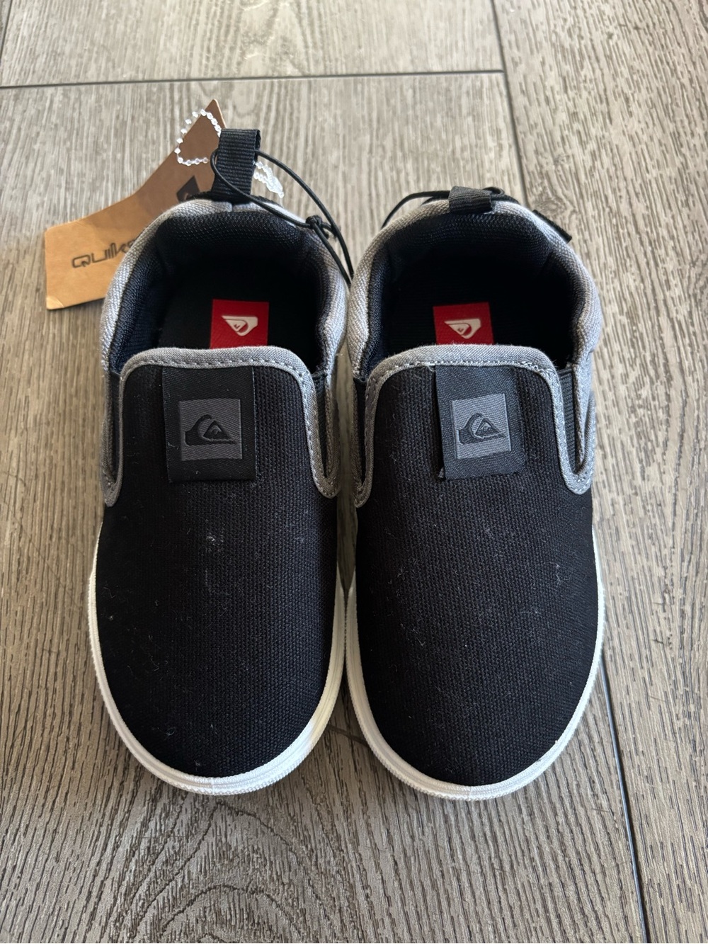Quiksilver Kids Slip-On Sneakers in Black and Gray Trim